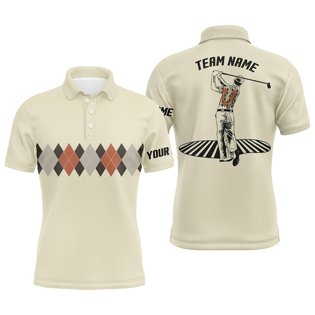 Custom Vintage Argyle Golf Shirt Custom Name Gift Men's Polo Shirt S-5XL