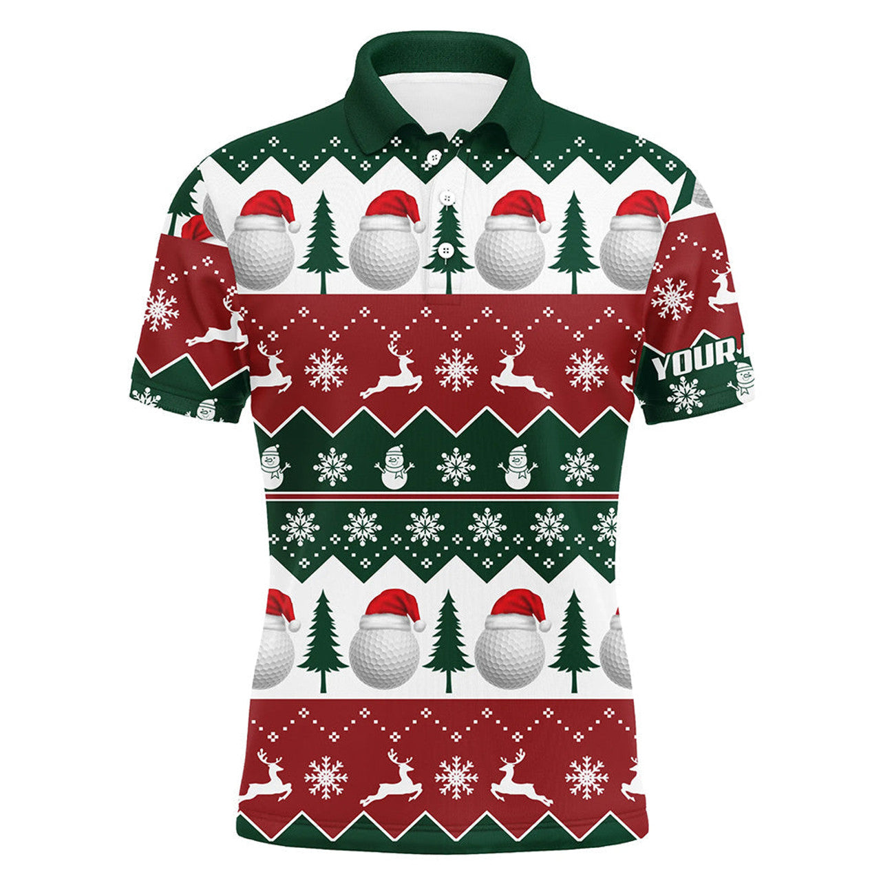 Golf Santa Merry Christmas Tree Snow Christmas Golf Gifts Men's Polo Shirt S-5XL