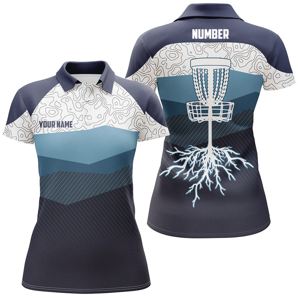 Custom Navy Blue Mountains Disc Golf Shirt Cool Gifts for Women's Polo Shirts S-5XL
