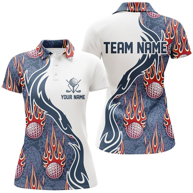 Custom Flame Golf Ball Polo Shirt Personalized Golf Gifts Women's Polo Shirts S-5XL