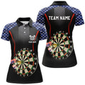 Custom Name American Flag Darts Shirt Patriotic Design Women's Polo Shirts S-5XL