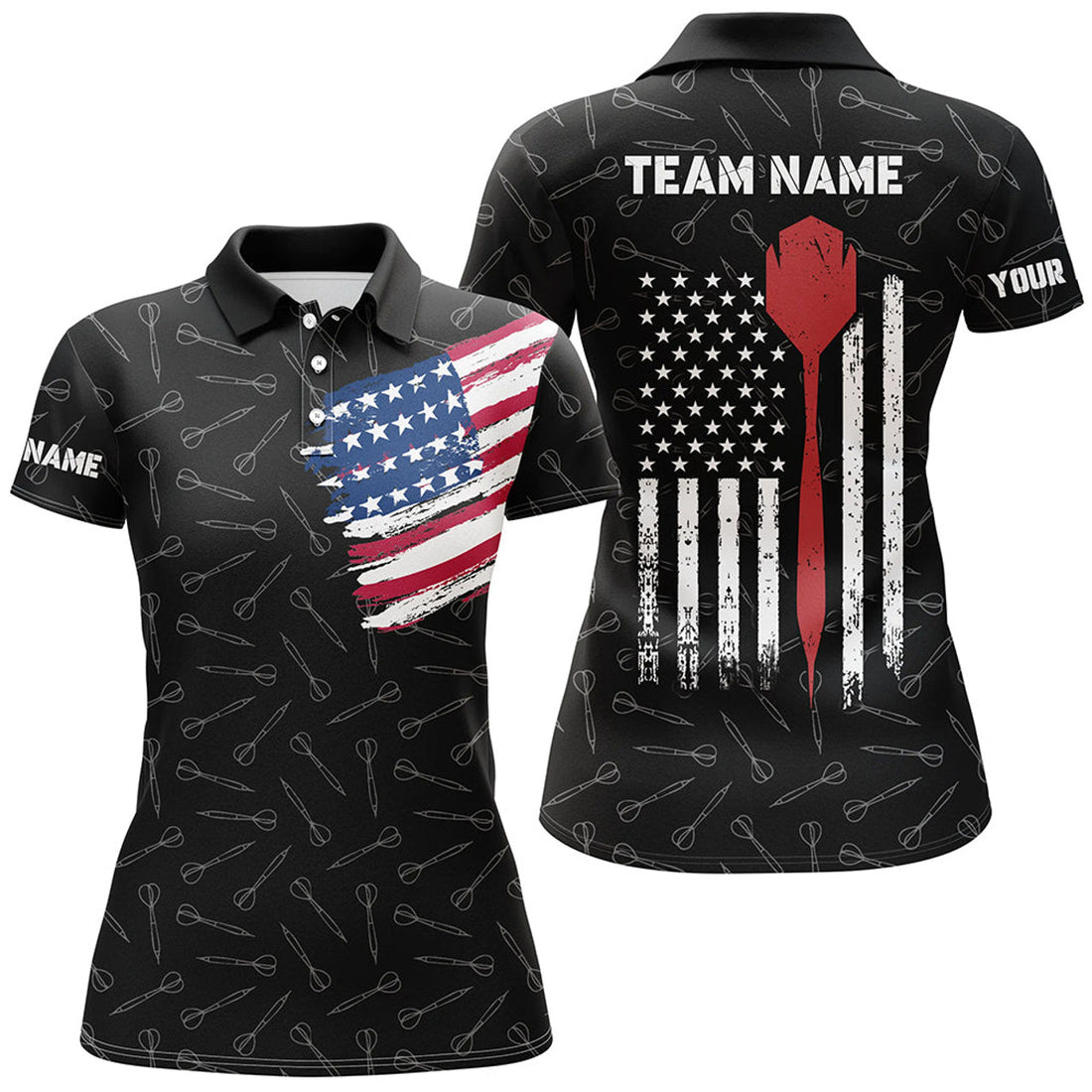 Custom American Flag Darts Patriotic Team Women's Polo Shirts S-5XL
