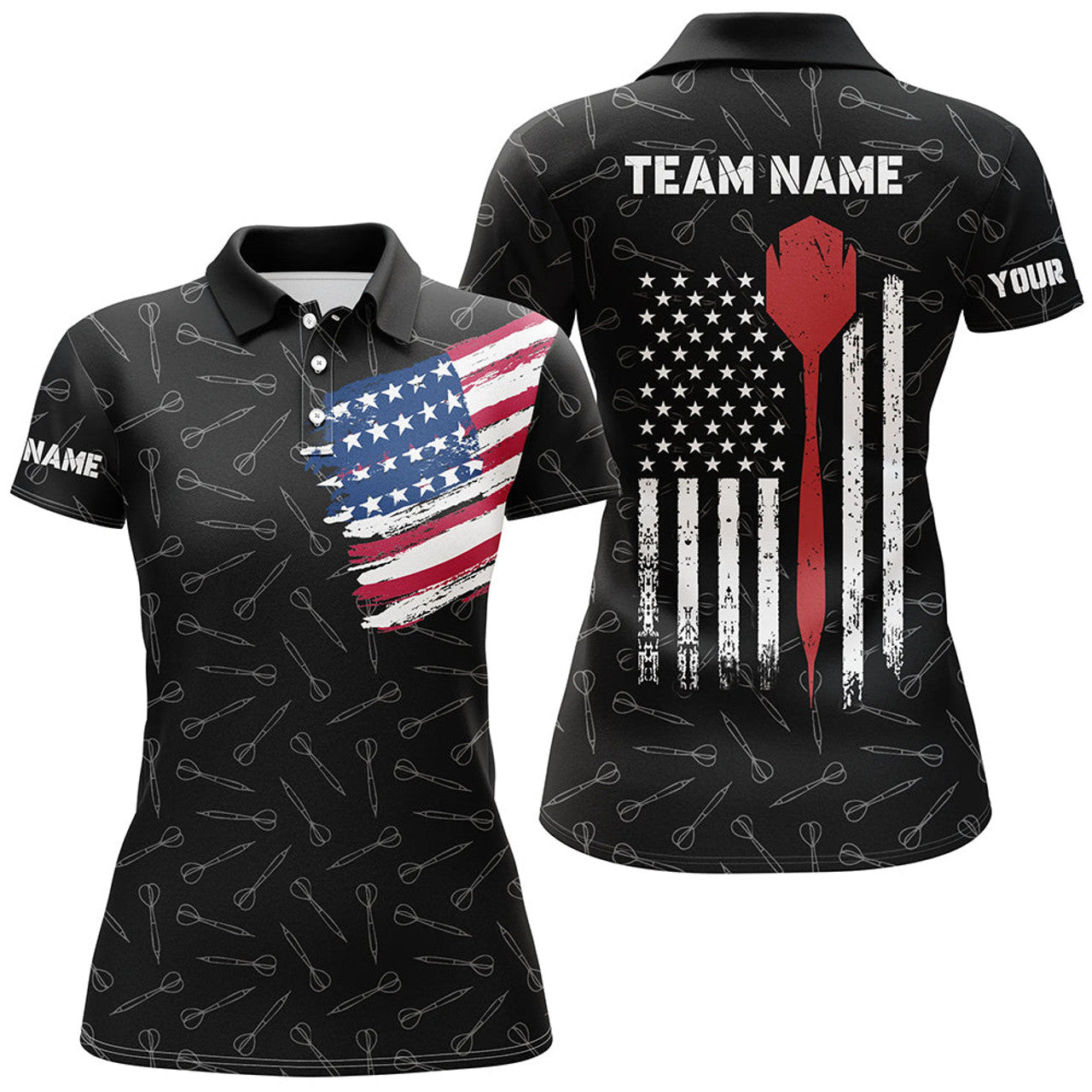 Custom American Flag Darts Patriotic Team Women's Polo Shirts S-5XL