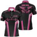 Customized Men's Golf Polo Shirt Heartbeat Black Pink Men's Polo Shirt S-5XL