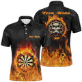 Custom Fire Flame Skull Darts Shirt Cool Dart Jerseys Men's Polo Shirt S-5XL