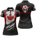Custom Canadian Flag Skull Golf Shirt Patriotic Gift Women's Polo Shirts S-5XL