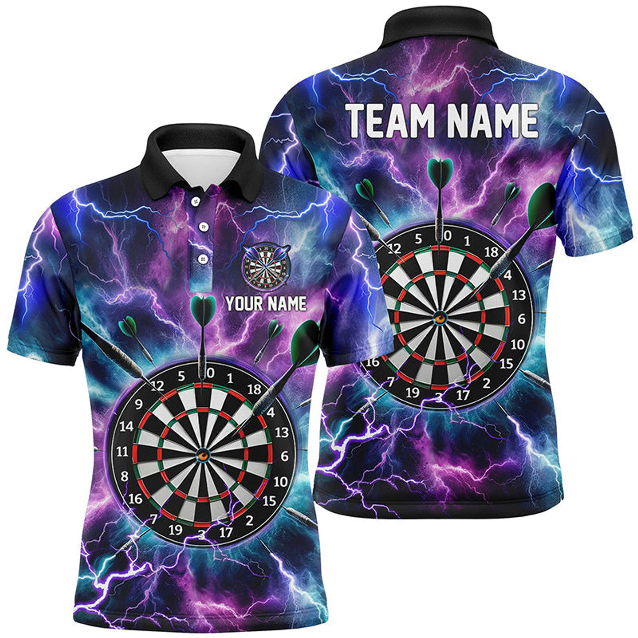 Custom Purple Thunder Lightning Darts Shirt for Men Men's Polo Shirt S-5XL