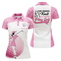 Custom Grandmas Play Golf White and Pink Funny Golf Gifts Women's Polo Shirts S-5XL