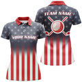 Custom Gradient American Flag Golf Polo for Women Women's Polo Shirts S-5XL