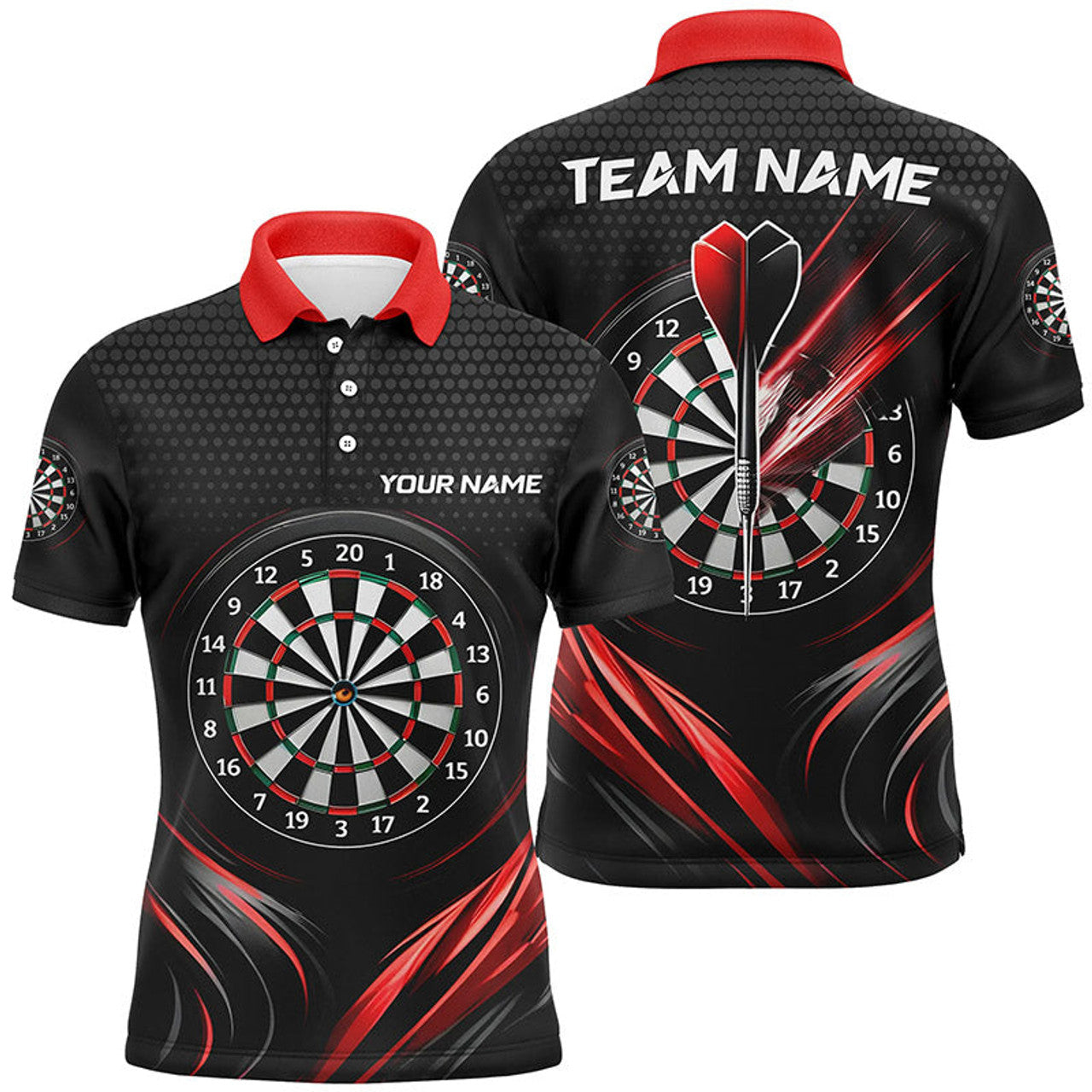 Custom Black Red Sport Darts Shirt Cool Dart Jerseys Men's Polo Shirt S-5XL