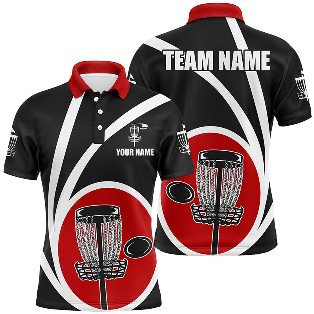 Customized Black Red Cool Disc Golf Shirt Men's Polo Shirt S-5XL