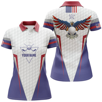 Custom American Flag US Eagle Golf Shirt Patriotic Gifts Women's Polo Shirts S-5XL