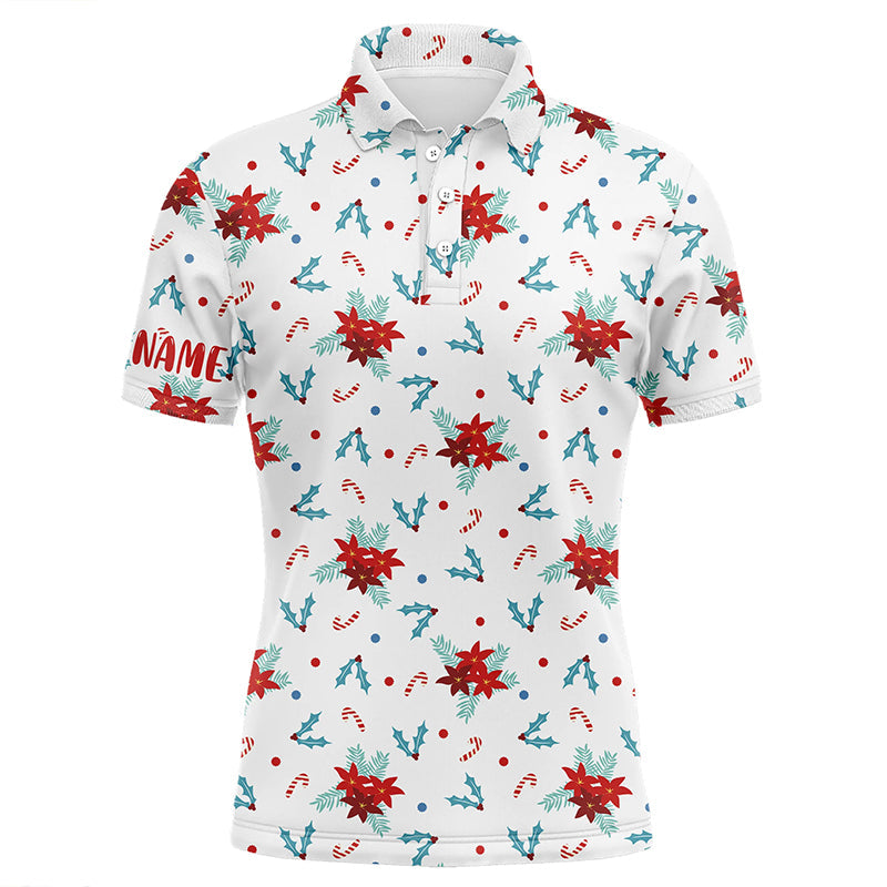 Christmas Flowers Seamless Pattern Custom Golf Polo Shirt S-5XL Men's Polo Shirt
