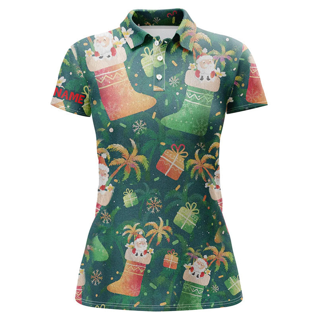 Custom Santa Christmas Golf Polo Shirt Funny Holiday Gift Women's Polo Shirts S-5XL