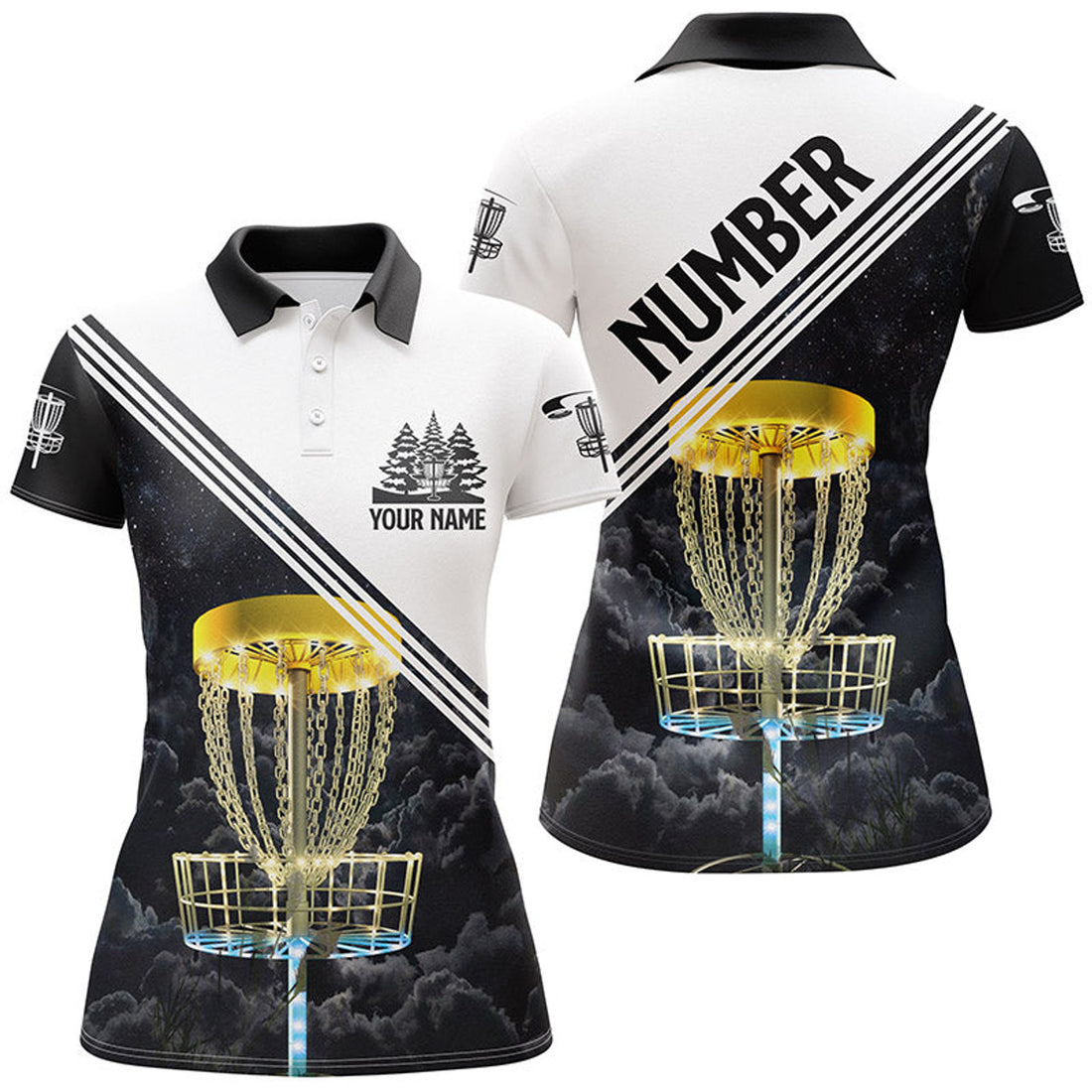 Custom Golden Disc Golf Basket Shirt Disc Golf Top Women's Polo Shirts S-5XL