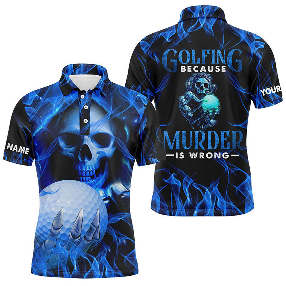 Custom Blue Skull Golf Polo Shirt for Men Men's Polo Shirt S-5XL
