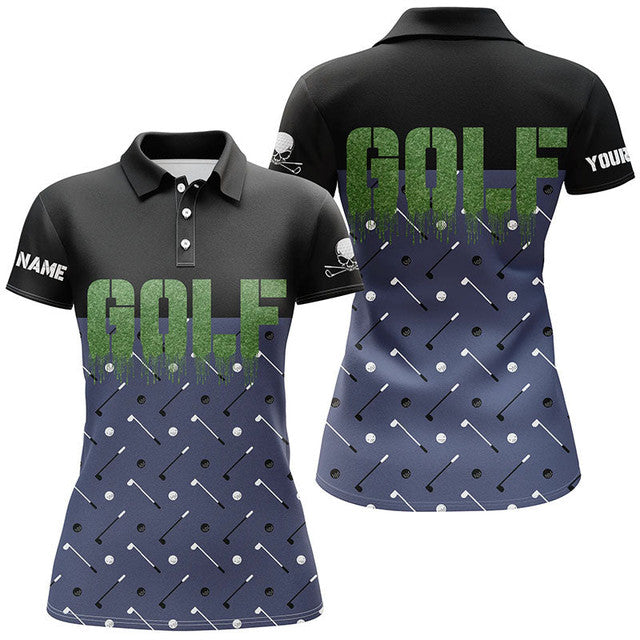 Custom Black and Navy Golf Funny Golfing Gifts Women's Polo Shirts S-5XL