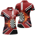 Custom Fire Dartboard Shirt with Black Red Flame Design for Women's Polo Shirts S-5XL
