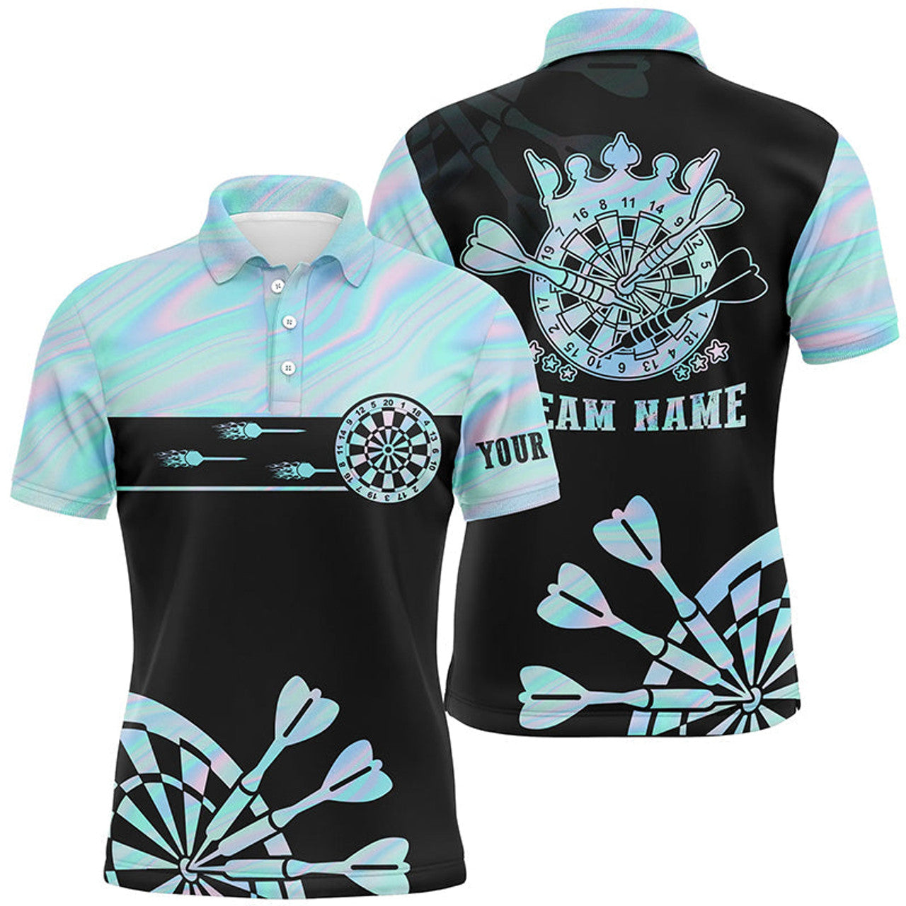 Custom Holographic Tie Dye Darts Shirt for Men Men's Polo Shirt S-5XL