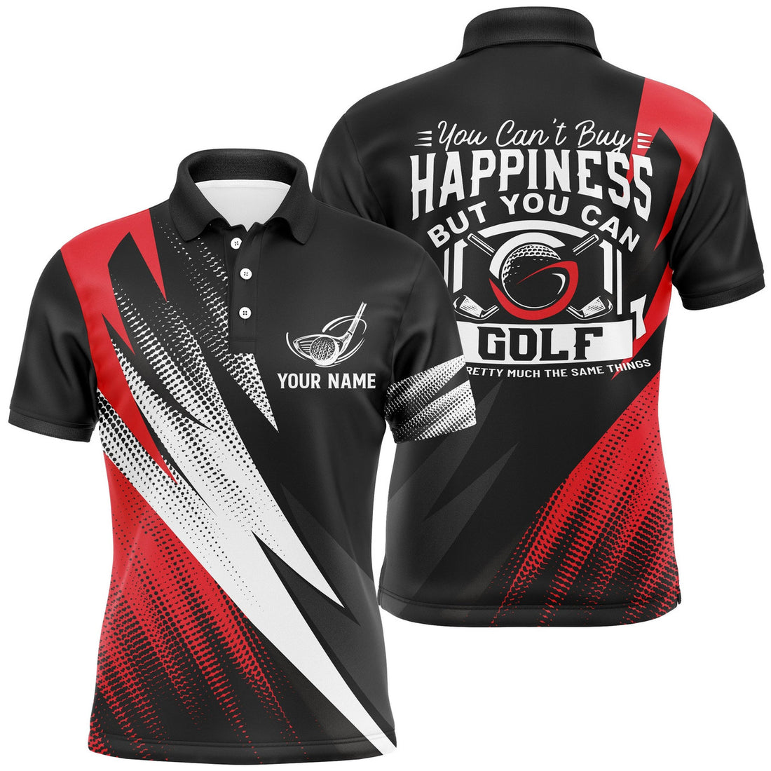 Personalized Red Golf Shirt Cool Gift for Golfers Men's Polo Shirt S-5XL