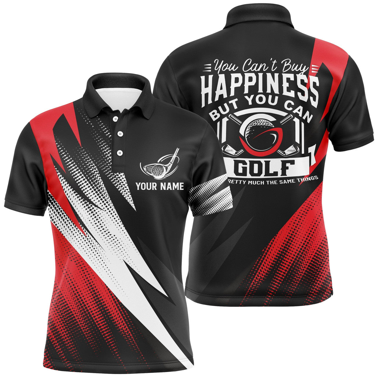 Personalized Red Golf Shirt Cool Gift for Golfers Men's Polo Shirt S-5XL