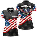 Custom Waving American Flag Eagle Patriotic Darts Polo Women's Polo Shirts S-5XL