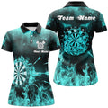 Custom Turquoise Fire Flame Darts for Stylish Design Women's Polo Shirts S-5XL