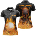 Custom Orange Skull Golf Shirts for Women Best Golf Gifts Women's Polo Shirts S-5XL
