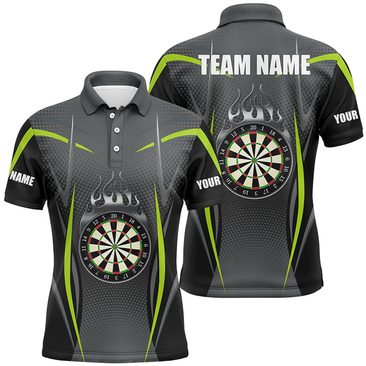 Custom Green Grey Sports Darts Shirt for Men Men's Polo Shirt S-5XL