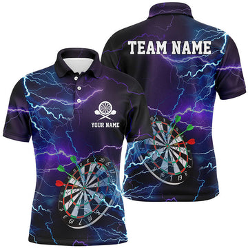 Personalized Thunder Lightning Purple Men's Darts Polo Shirt S-5XL