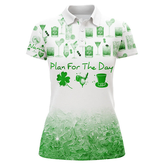 Custom St Patrick Funny Golf Shirt Green Plan Women's Polo Shirts S-5XL