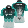 Custom Turquoise Geometric Pattern Disc Golf Golf Gifts Men's Polo Shirt S-5XL