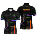 Personalized Rainbow Disc Golf Shirt with Custom Number Men's Polo Shirt S-5XL