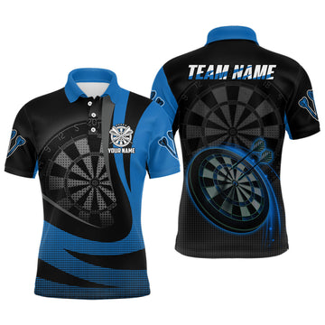 Custom Cool Darts Team Jersey Black Blue 3D Men's Polo Shirt S-5XL