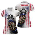 Custom Darts with Smoky American Flag Patriotic Style Women's Polo Shirts S-5XL