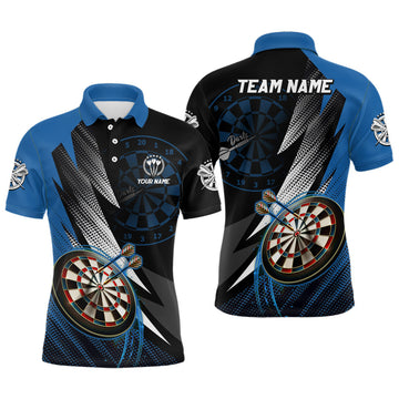 Personalized Black Blue Cool Darts Shirt Custom Team Jersey Men's Polo Shirt S-5XL
