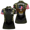 Custom American Flag Camo Eagle Golf Patriotic Golf Women's Polo Shirts S-5XL