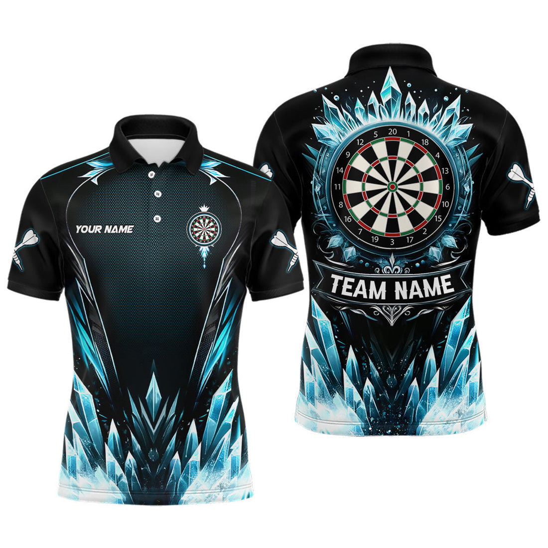 Custom Blue Ice Dartboard Cool Darts Shirt Men's Polo Shirt S-5XL