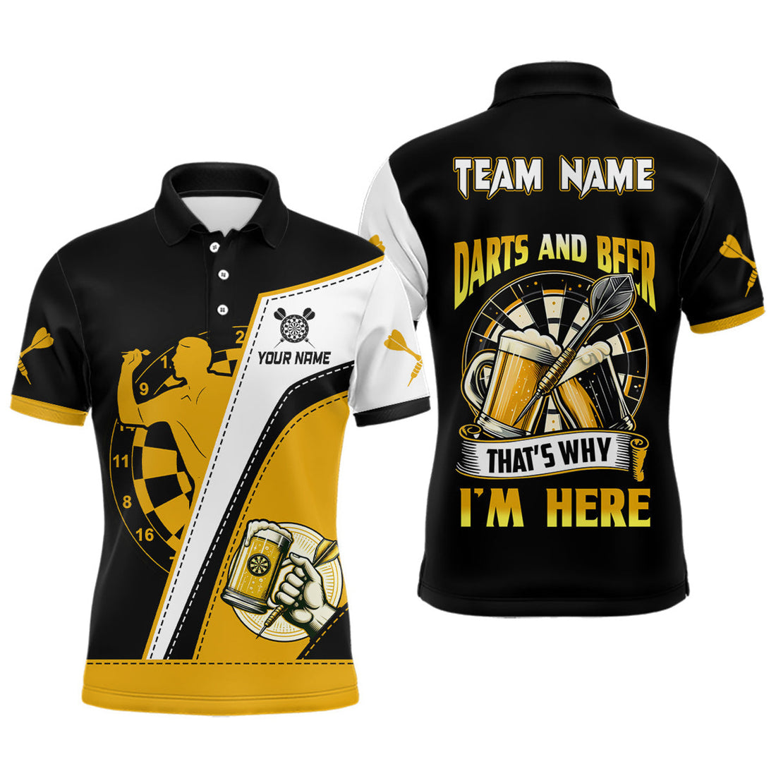 Custom Darts and Beer That's Why I'm Here Men's Polo Shirt S-5XL