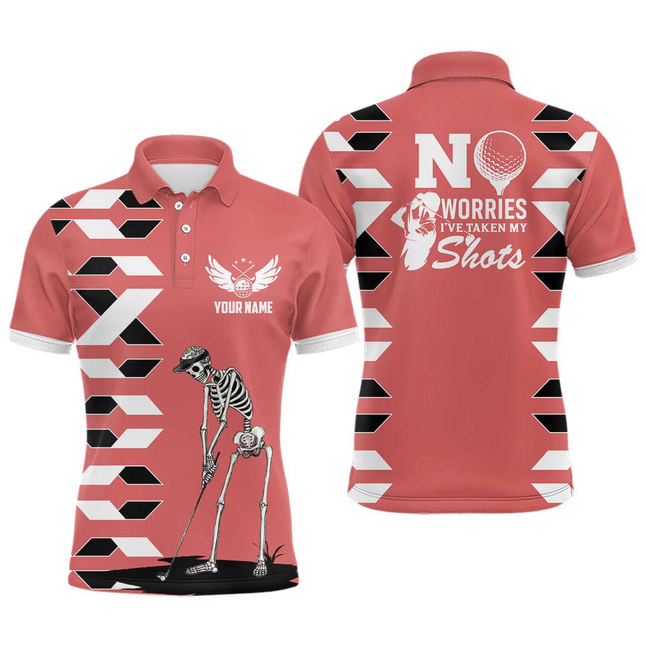 Personalized Pink Skull Golf Shirt Halloween Gift Men's Polo Shirt S-5XL