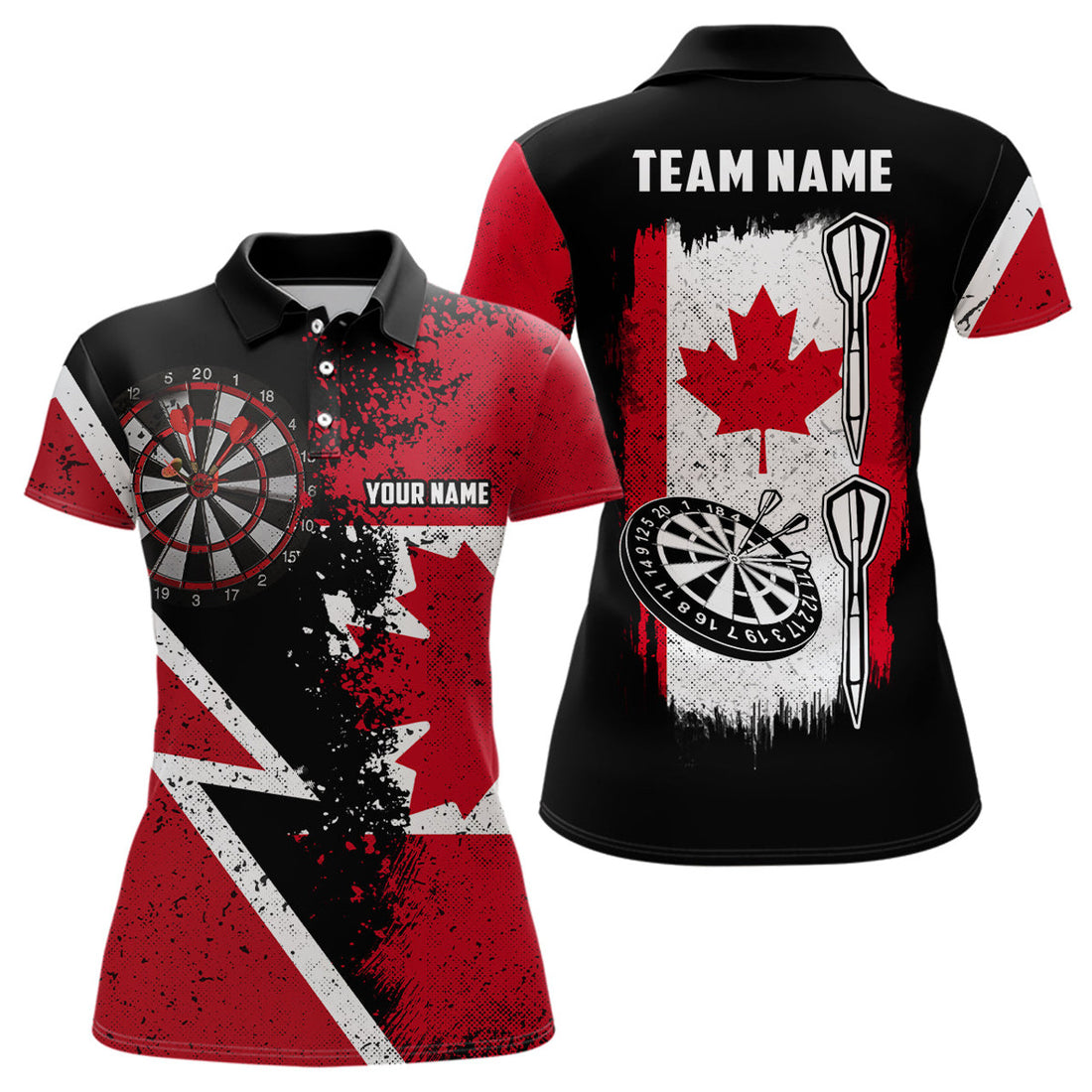Custom Retro Canada Flag Darts Patriotic Dart For Women's Polo Shirts S-5XL