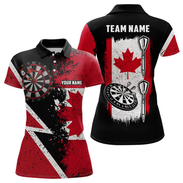 Custom Retro Canada Flag Darts Patriotic Dart For Women's Polo Shirts S-5XL