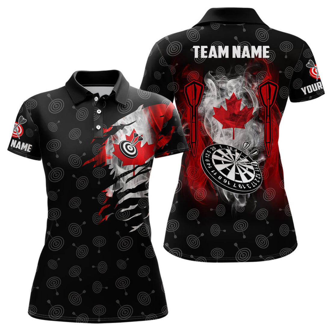 Custom Smoke Canada Flag Darts Patriotic Darts Shirt For Women's Polo Shirts S-5XL
