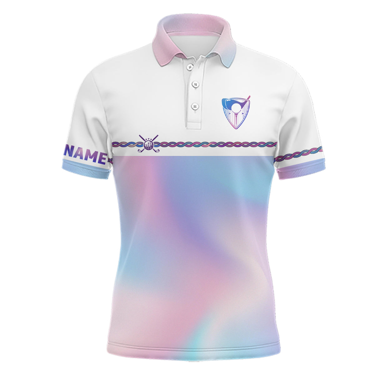 Personalized Mens Golf Polo Custom Gradient Pastel Rainbow Mens Polo Shirt S-5XL