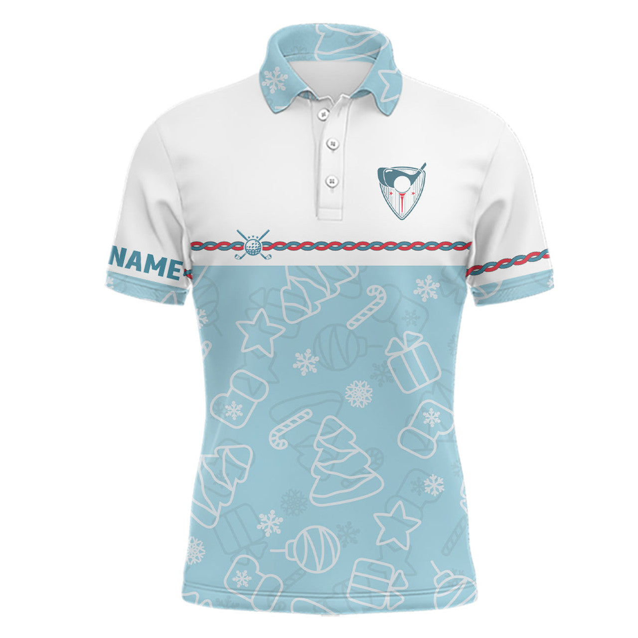 Personalized Blue Christmas Golf Shirt Cool Men's Polo Shirt S-5XL