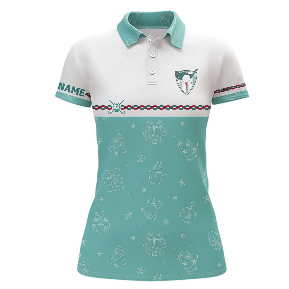 Custom Turquoise Xmas Golf Shirt Winter Holiday Gift For Women's Polo Shirts S-5XL