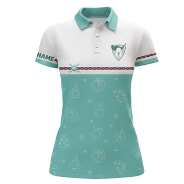 Custom Turquoise Xmas Golf Shirt Winter Holiday Gift For Women's Polo Shirts S-5XL