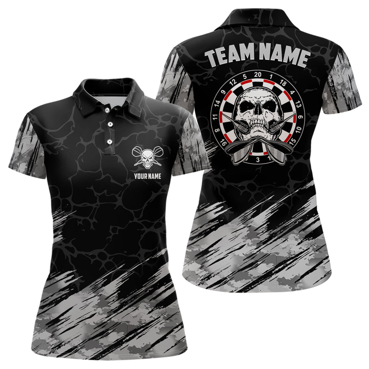 Custom All Over Print Skull Darts Shirt Dart Design Women's Polo Shirts S-5XL
