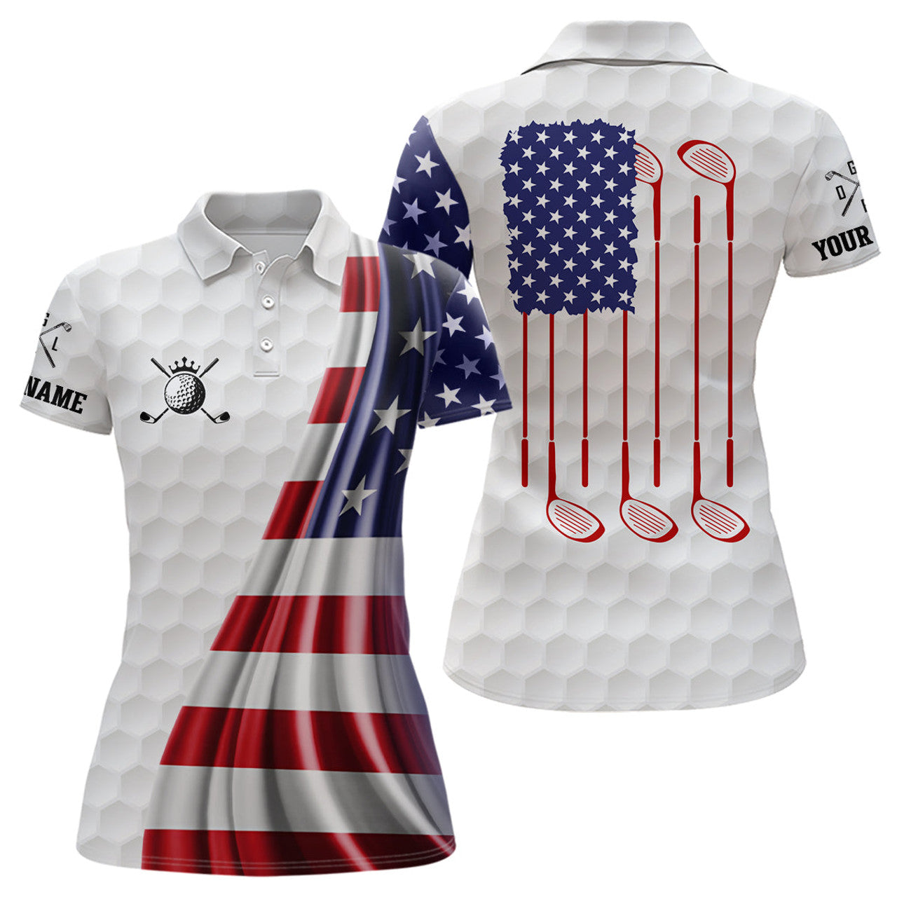 Custom 3D American Flag Patriotic Golf Tops Golfing Gifts Women's Polo Shirts S-5XL