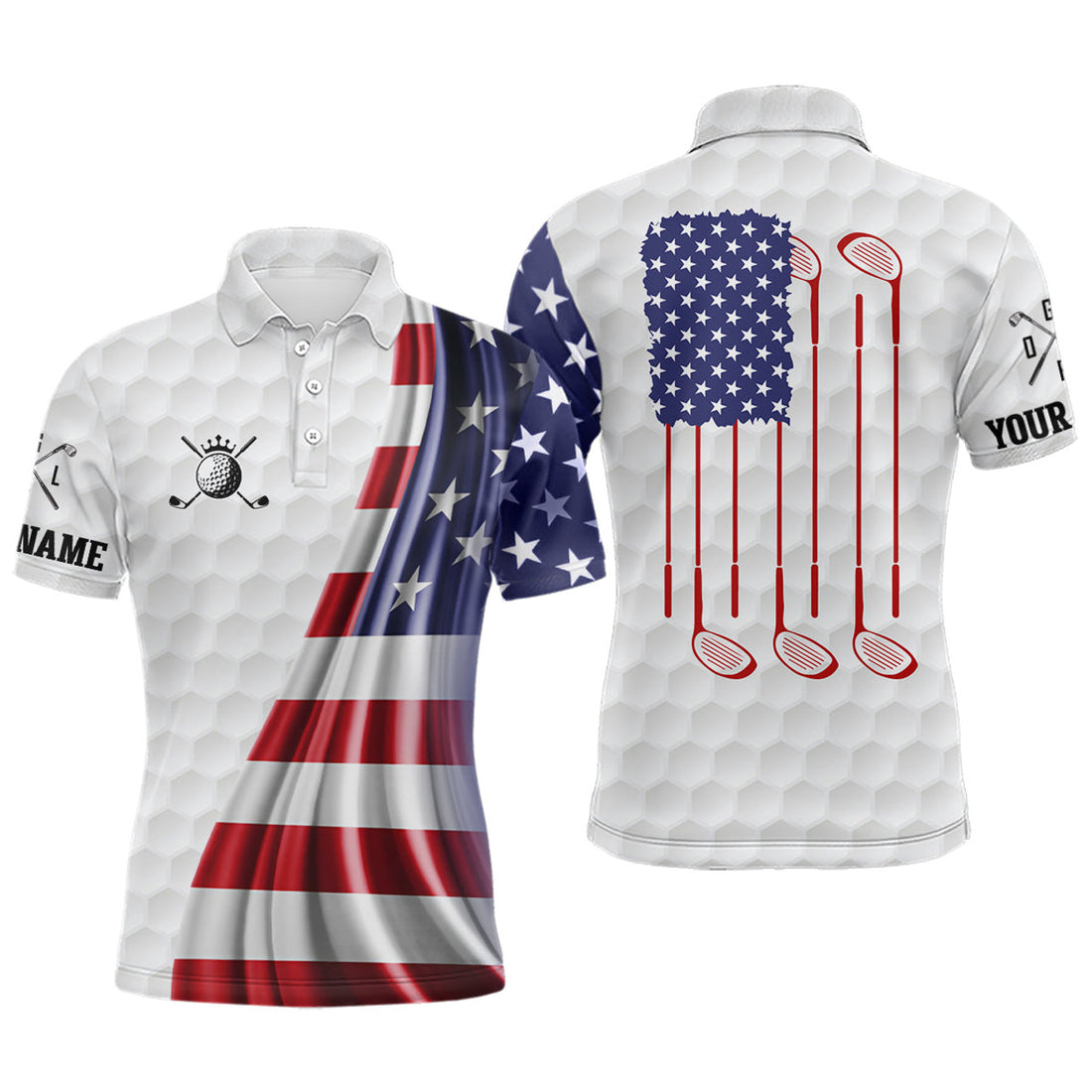Custom 3D American Flag Patriotic Golf Top Gift for Men Men's Polo Shirt S-5XL
